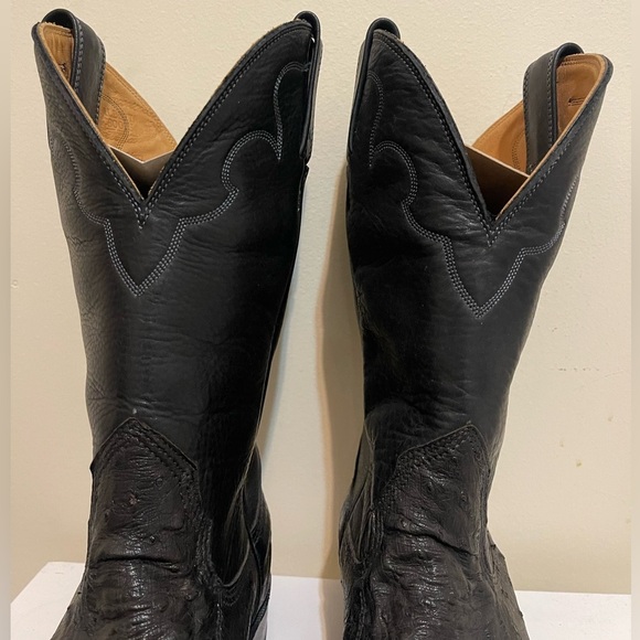 NWT Alberta Boots Ostrich & Kangaroo Black Leather Cowboy Boots Women Size 8.5 - Picture 11 of 12